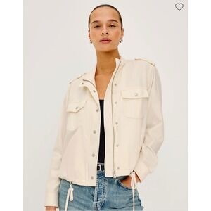 Rails Collins Bone Military Jacket Beige Linen‎ Blend Utility Coat Small